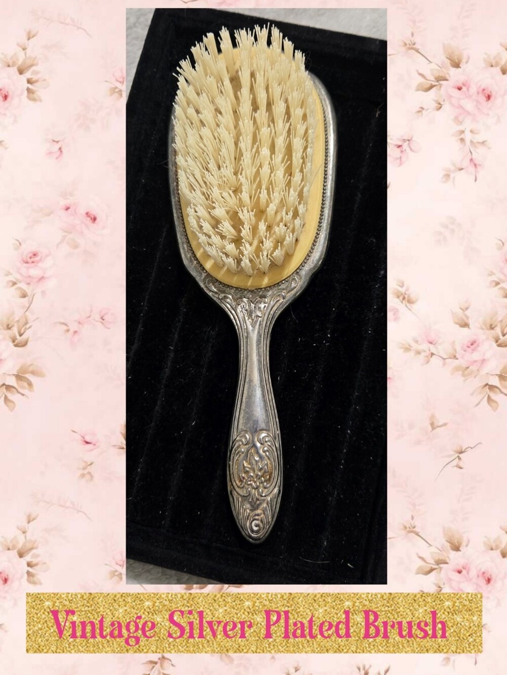 Silver-Plated Hair Brush Vintage